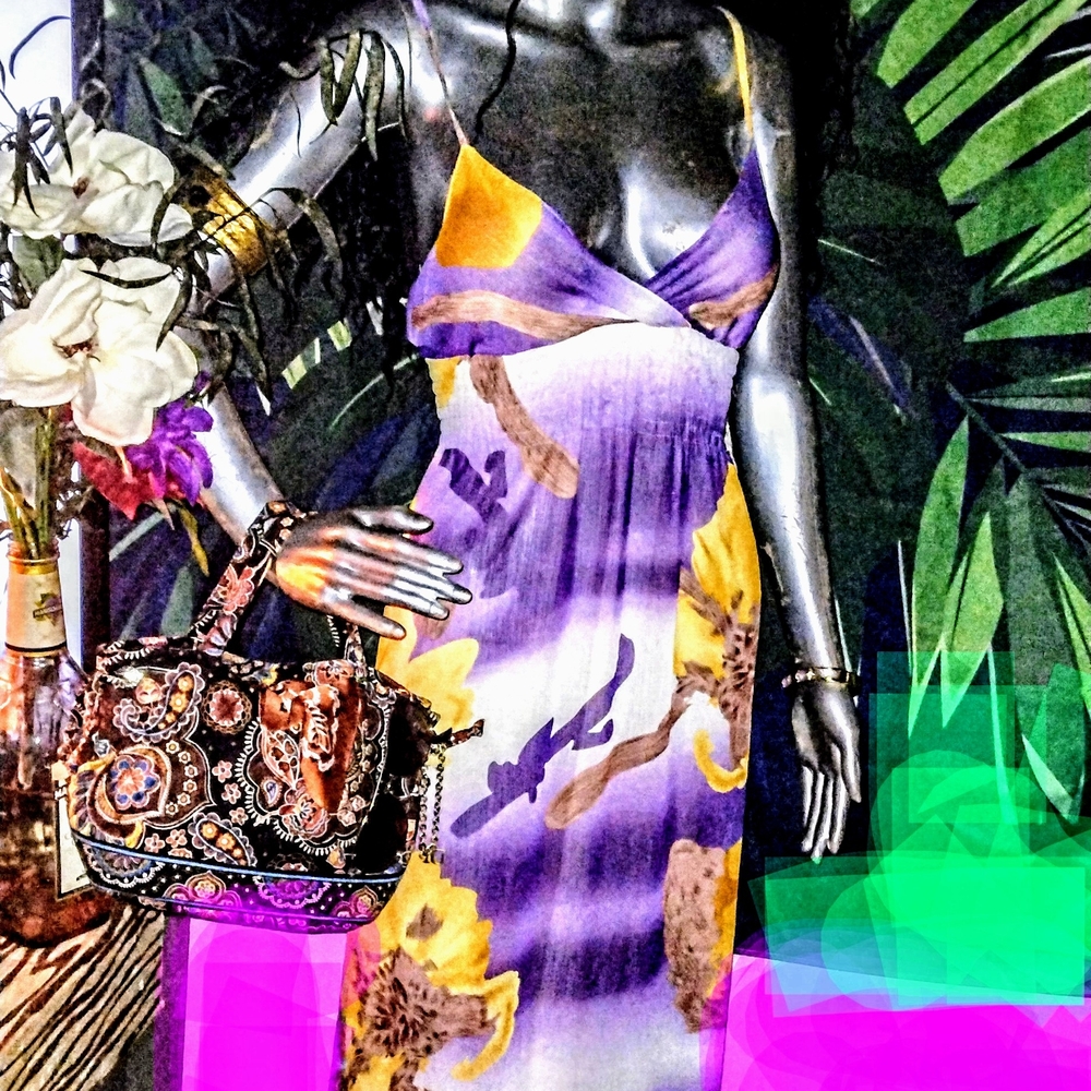 She's Cool Vibrant Purple and Yellow Maxi Dress